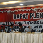 Komisioner KPU Kabupaten Kepulauan Meranti saat menggelar Rapat Pleno, Pada Rabu (16-12), di Aula Gedung Afifa, Jalan Banglas, Selatpanjang